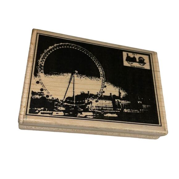 Stampington C8242 Millennium Wheel Wood Mounted Stamp 2001 Retired Gift Vintage - Picture 1 of 10